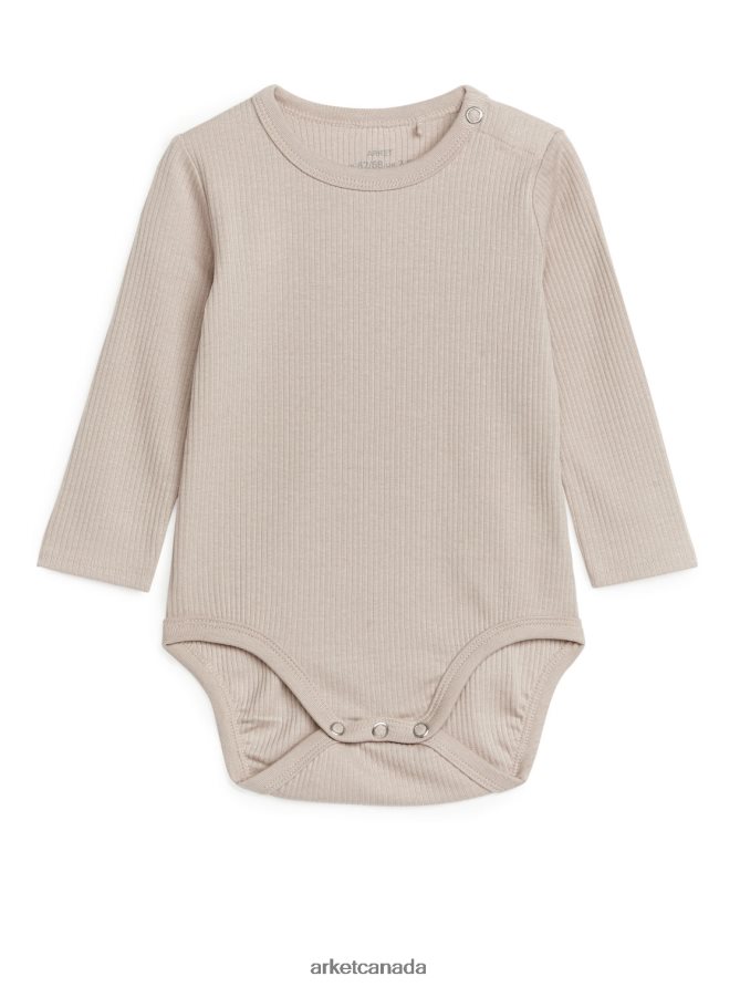 ARKET Clothing 4L826J1755 Light Beige Cotton Lyocell Bodysuit Kids