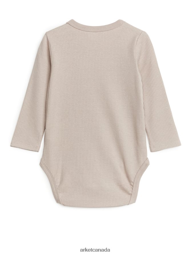 ARKET Clothing 4L826J1755 Light Beige Cotton Lyocell Bodysuit Kids