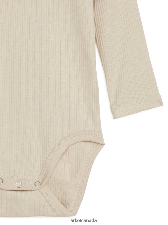 ARKET Clothing 4L826J1755 Light Beige Cotton Lyocell Bodysuit Kids