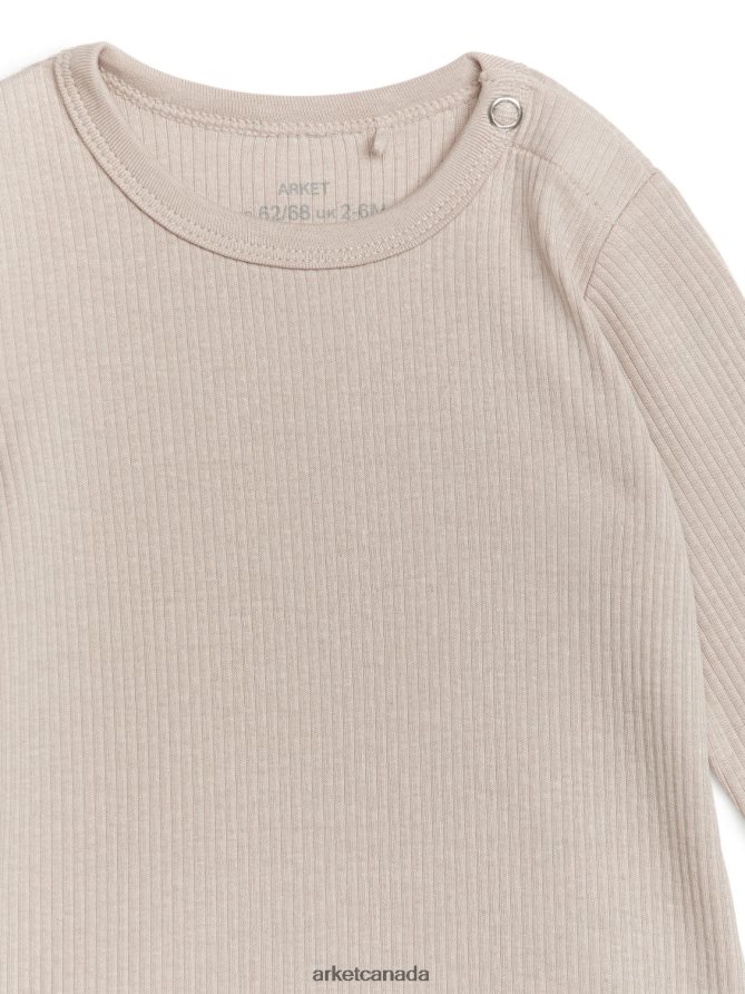 ARKET Clothing 4L826J1755 Light Beige Cotton Lyocell Bodysuit Kids