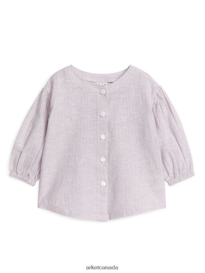 ARKET Clothing 4L826J1757 Lilac/White Linen Blouse Kids