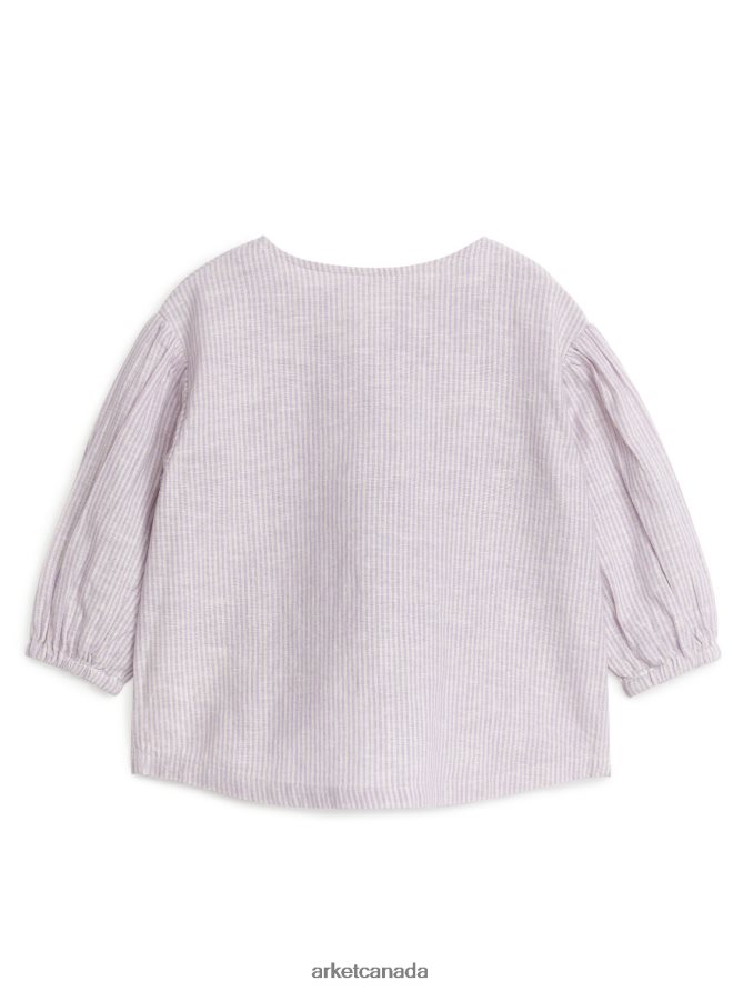 ARKET Clothing 4L826J1757 Lilac/White Linen Blouse Kids