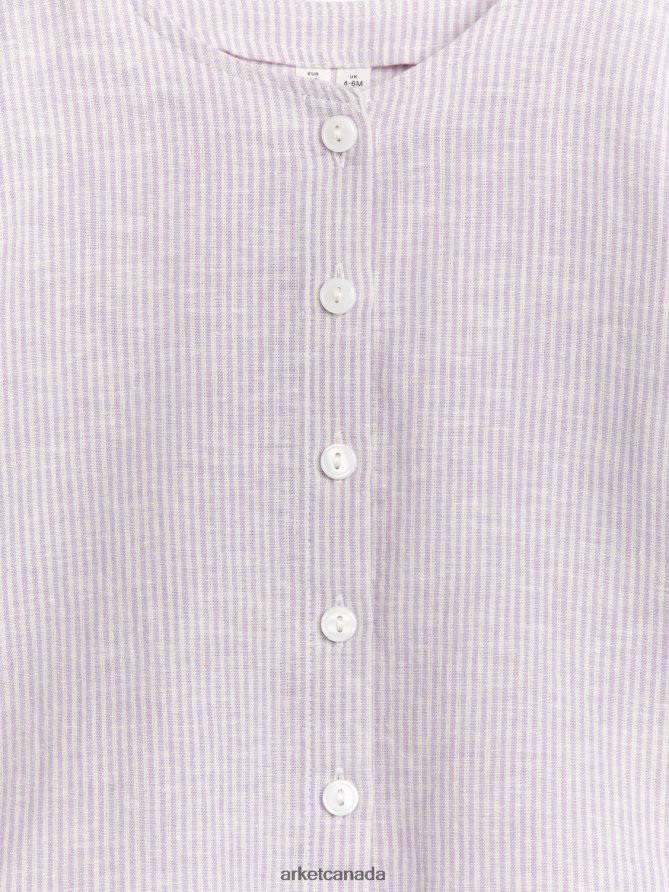 ARKET Clothing 4L826J1757 Lilac/White Linen Blouse Kids