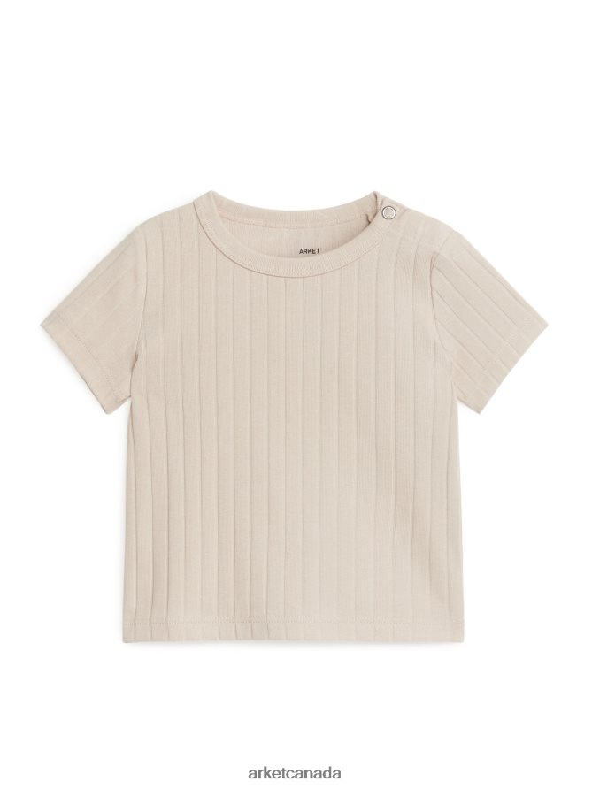 ARKET Clothing 4L826J1759 Beige Ribbed T-Shirt Kids