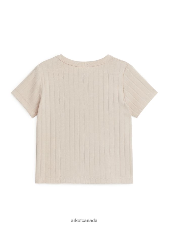 ARKET Clothing 4L826J1759 Beige Ribbed T-Shirt Kids