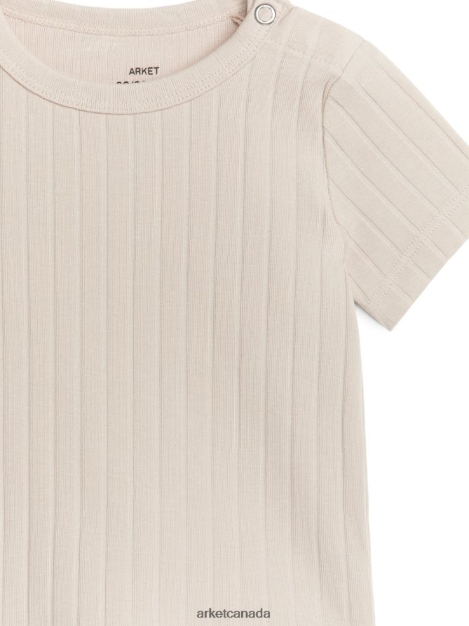 ARKET Clothing 4L826J1759 Beige Ribbed T-Shirt Kids