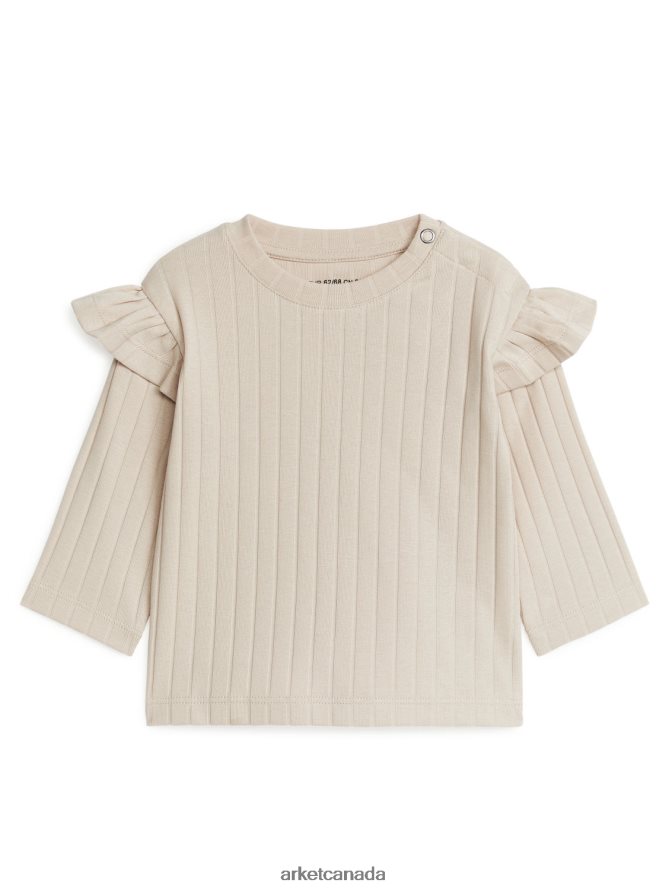 ARKET Clothing 4L826J1761 Beige Frilled Jersey Top Kids