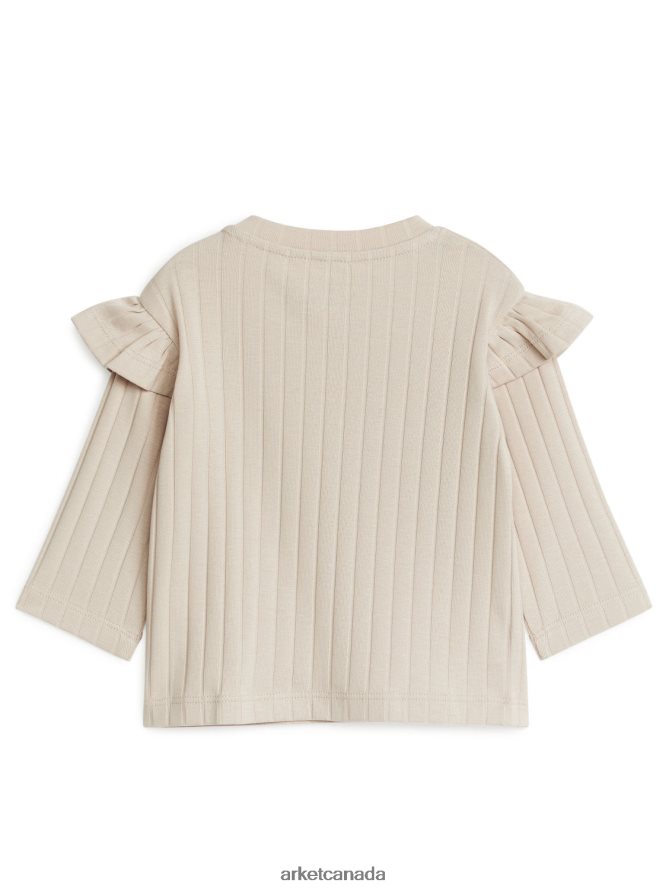ARKET Clothing 4L826J1761 Beige Frilled Jersey Top Kids