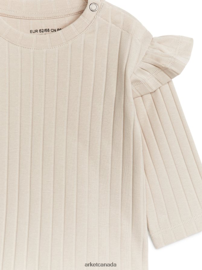 ARKET Clothing 4L826J1761 Beige Frilled Jersey Top Kids