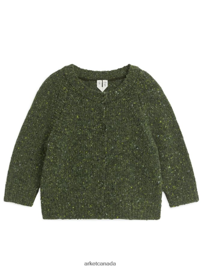 ARKET Clothing 4L826J1763 Green/Neps Neps Wool Cardigan Kids