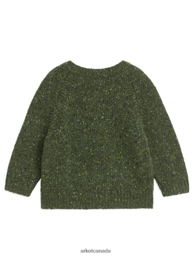ARKET Clothing 4L826J1763 Green/Neps Neps Wool Cardigan Kids