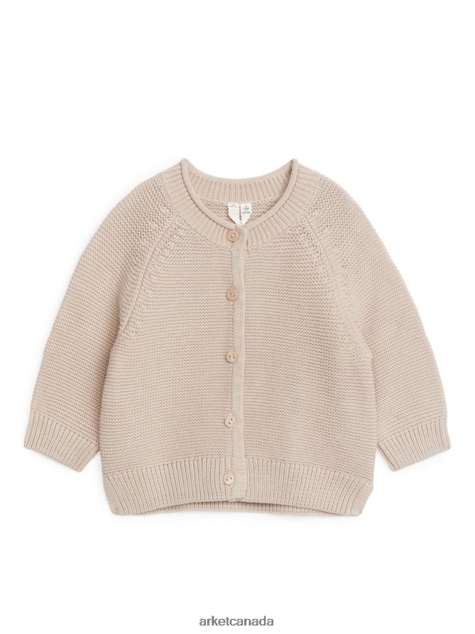 ARKET Clothing 4L826J1764 Beige Knitted Cotton Cardigan Kids