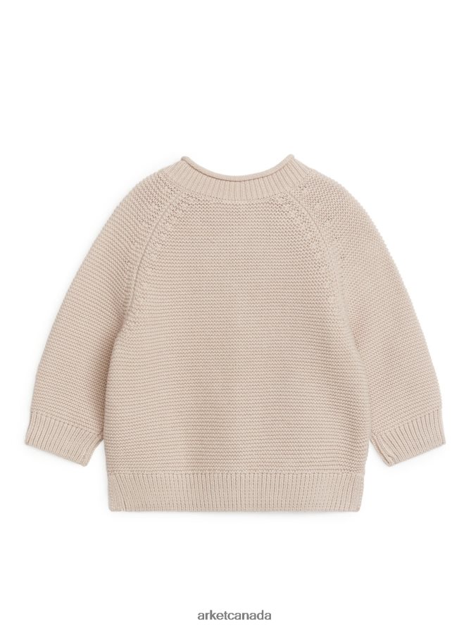ARKET Clothing 4L826J1764 Beige Knitted Cotton Cardigan Kids