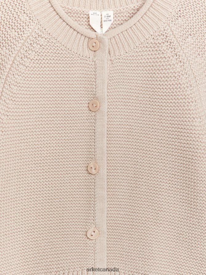 ARKET Clothing 4L826J1764 Beige Knitted Cotton Cardigan Kids