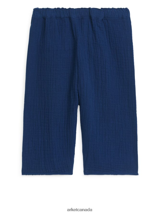 ARKET Clothing 4L826J1769 Dark Blue Cotton Muslin Trousers Kids