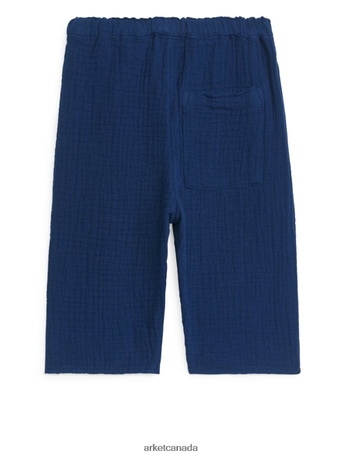 ARKET Clothing 4L826J1769 Dark Blue Cotton Muslin Trousers Kids