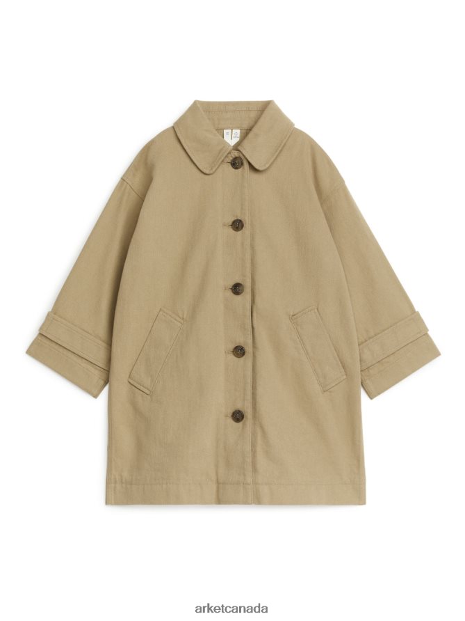 ARKET Clothing 4L826J1671 Beige Long Cotton Trench Coat Kids