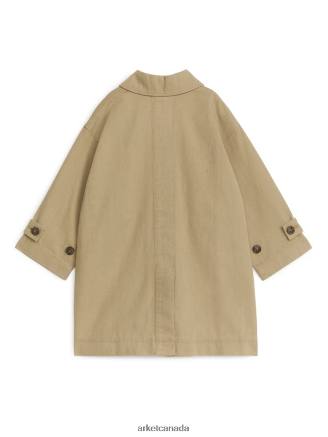 ARKET Clothing 4L826J1671 Beige Long Cotton Trench Coat Kids