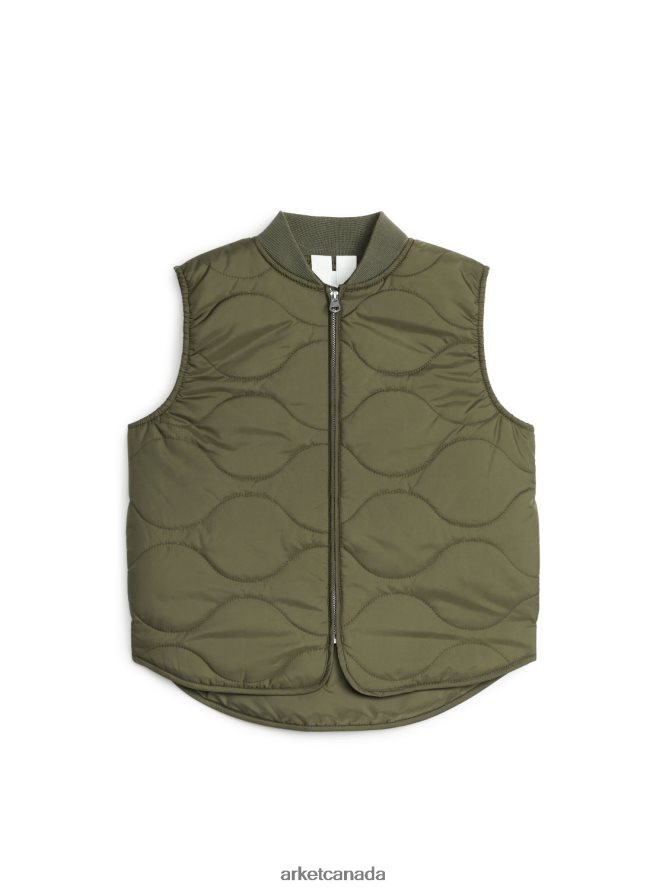 ARKET Clothing 4L826J1674 Khaki Green Quilted Vest Kids