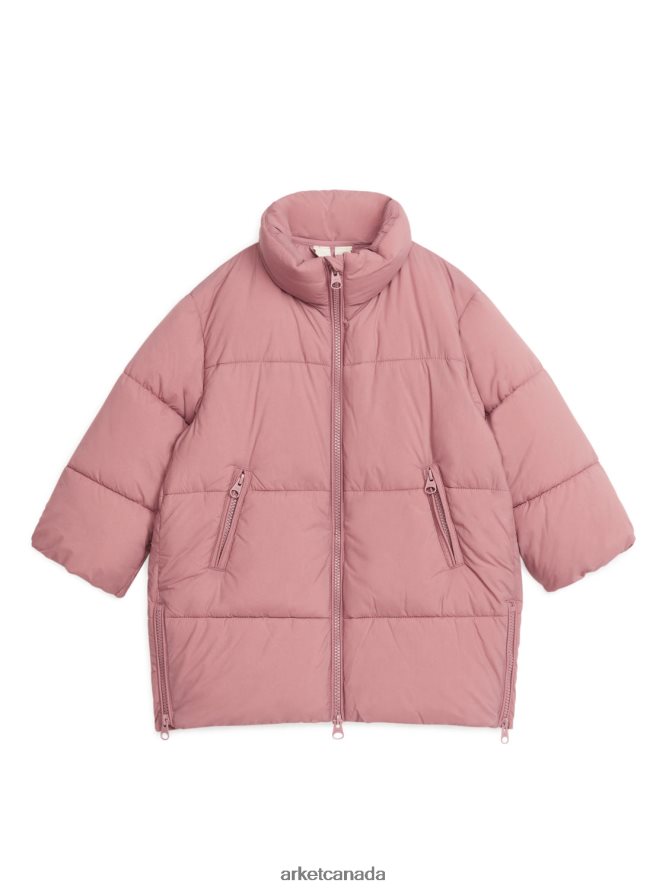 ARKET Clothing 4L826J1678 Dusty Pink Mid-Length Puffer Coat Kids