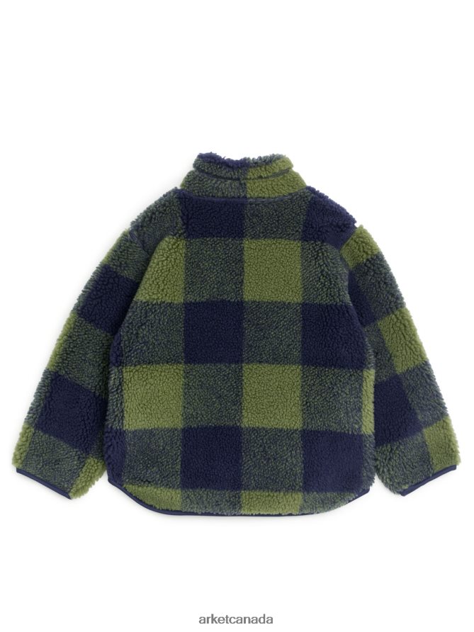 ARKET Clothing 4L826J1680 Khaki/Blue Checked Pile Jacket Kids