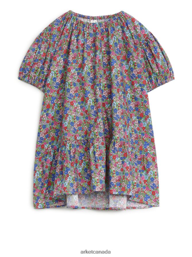 ARKET Clothing 4L826J1371 Multi/Flowers Gathered Cotton Dress Kids