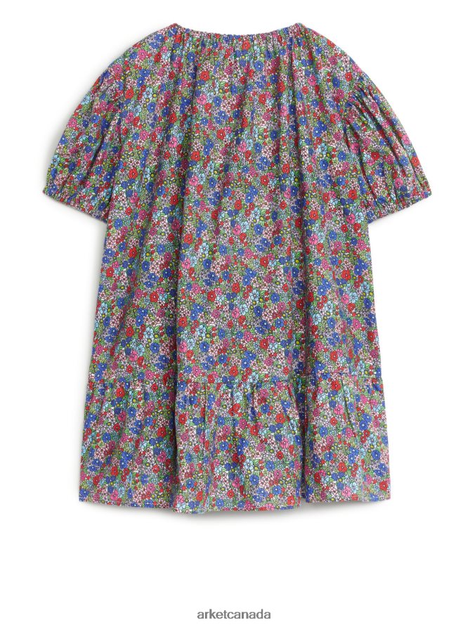 ARKET Clothing 4L826J1371 Multi/Flowers Gathered Cotton Dress Kids