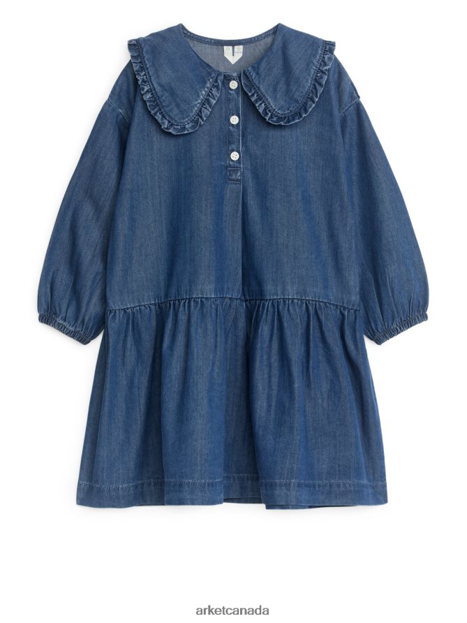 ARKET Clothing 4L826J1373 Blue Frill Flannel Dress Kids