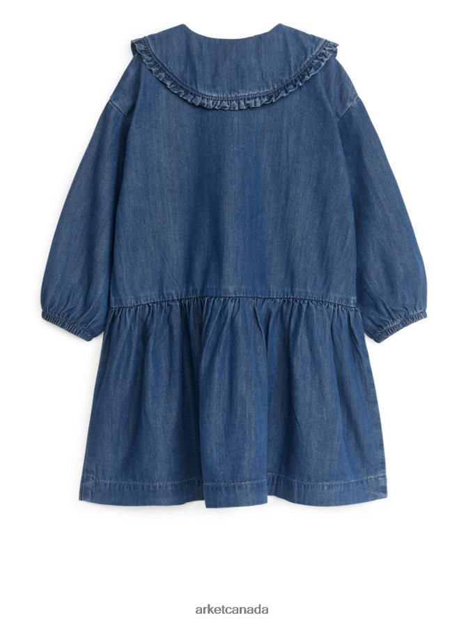 ARKET Clothing 4L826J1373 Blue Frill Flannel Dress Kids