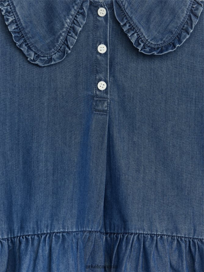ARKET Clothing 4L826J1373 Blue Frill Flannel Dress Kids
