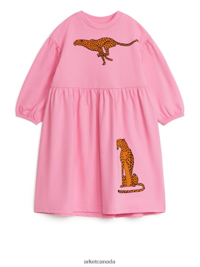 ARKET Clothing 4L826J1374 Pink/Cheetah Gathered Terry Dress Kids