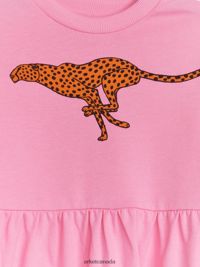 ARKET Clothing 4L826J1374 Pink/Cheetah Gathered Terry Dress Kids