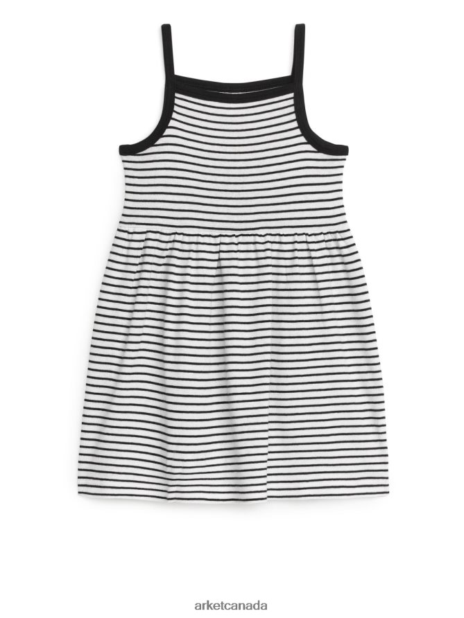 ARKET Clothing 4L826J1378 Black/Stripes Jersey Strap Dress Kids