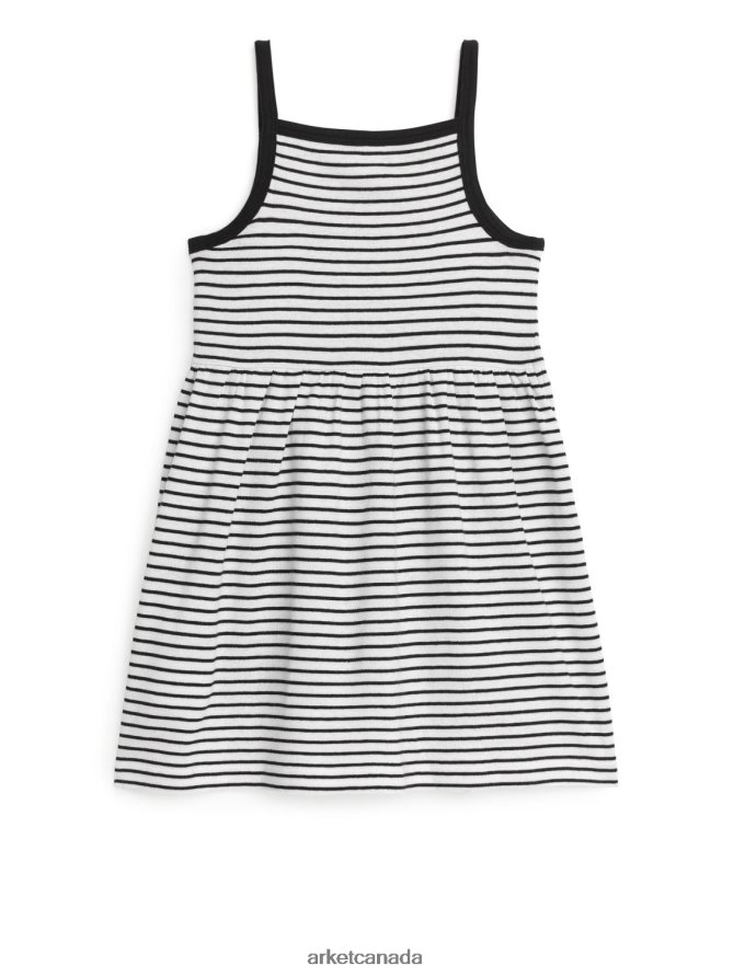ARKET Clothing 4L826J1378 Black/Stripes Jersey Strap Dress Kids