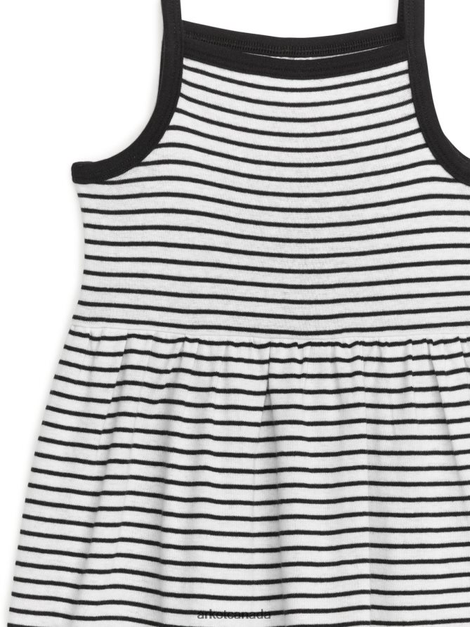 ARKET Clothing 4L826J1378 Black/Stripes Jersey Strap Dress Kids