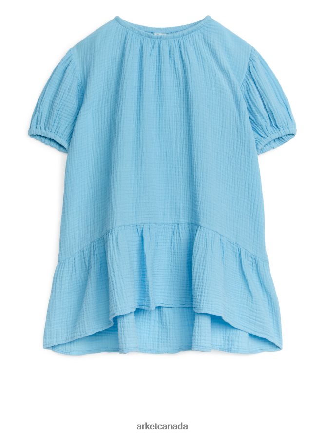 ARKET Clothing 4L826J1379 Light Blue Cotton Muslin Dress Kids