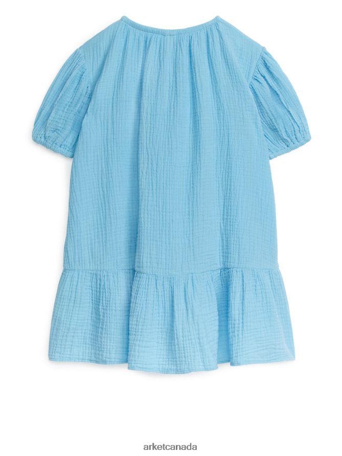 ARKET Clothing 4L826J1379 Light Blue Cotton Muslin Dress Kids