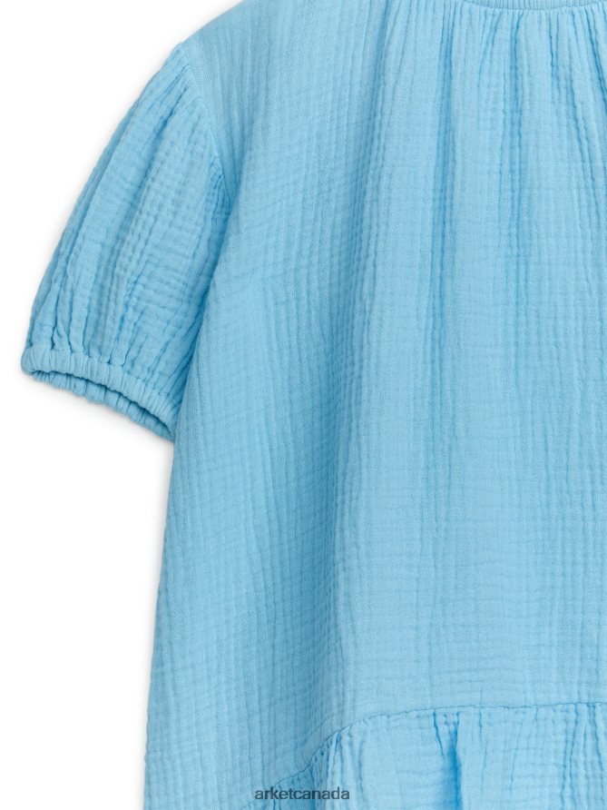 ARKET Clothing 4L826J1379 Light Blue Cotton Muslin Dress Kids