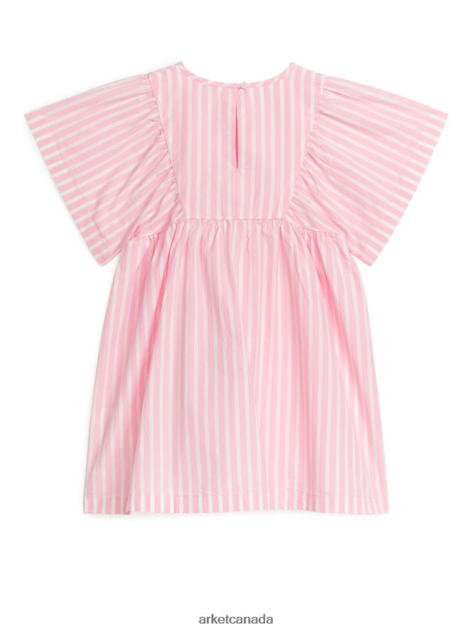 ARKET Clothing 4L826J1381 Pink/Stripe Cotton Poplin Dress Kids