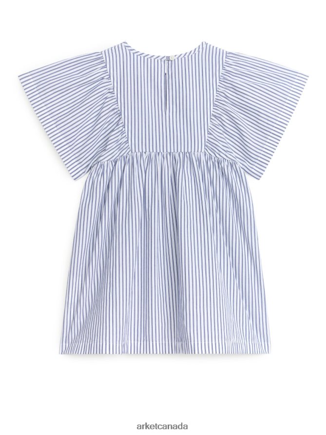 ARKET Clothing 4L826J1382 White/Blue Cotton Poplin Dress Kids