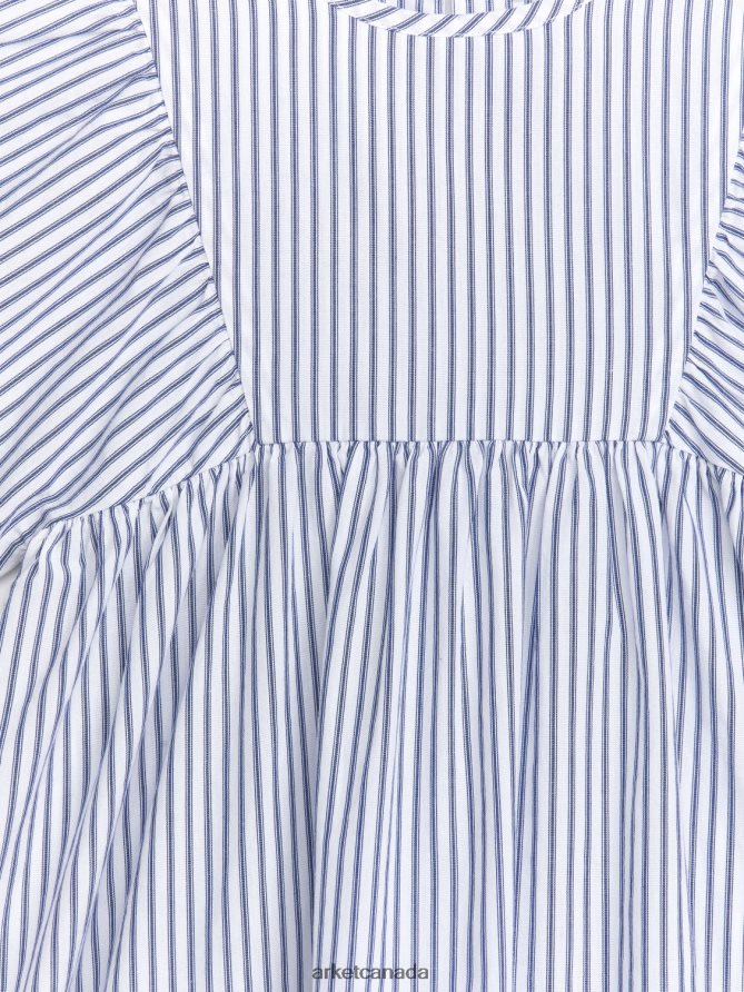 ARKET Clothing 4L826J1382 White/Blue Cotton Poplin Dress Kids