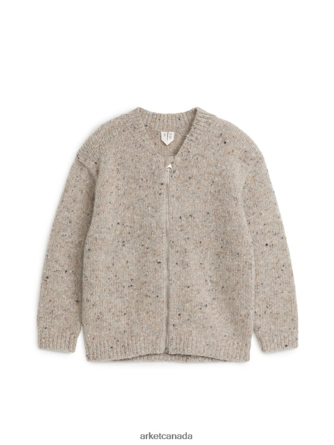 ARKET Clothing 4L826J1621 Beige Knitted Neps Cardigan Kids