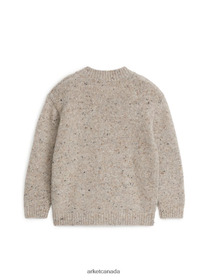 ARKET Clothing 4L826J1621 Beige Knitted Neps Cardigan Kids