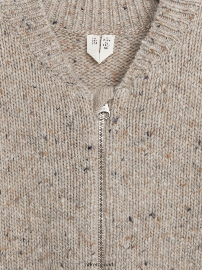 ARKET Clothing 4L826J1621 Beige Knitted Neps Cardigan Kids