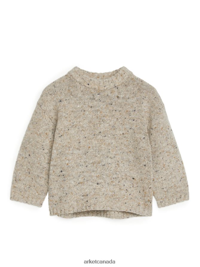 ARKET Clothing 4L826J1622 Beige Melange Neps Wool Jumper Kids