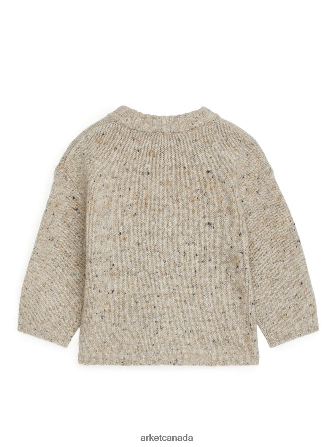 ARKET Clothing 4L826J1622 Beige Melange Neps Wool Jumper Kids