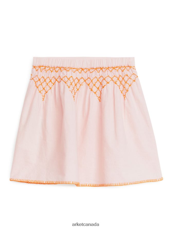 ARKET Clothing 4L826J1385 Pink Embroidered Linen Skirt Kids