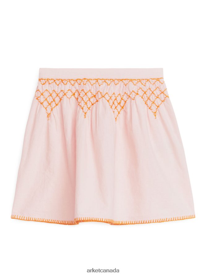ARKET Clothing 4L826J1385 Pink Embroidered Linen Skirt Kids
