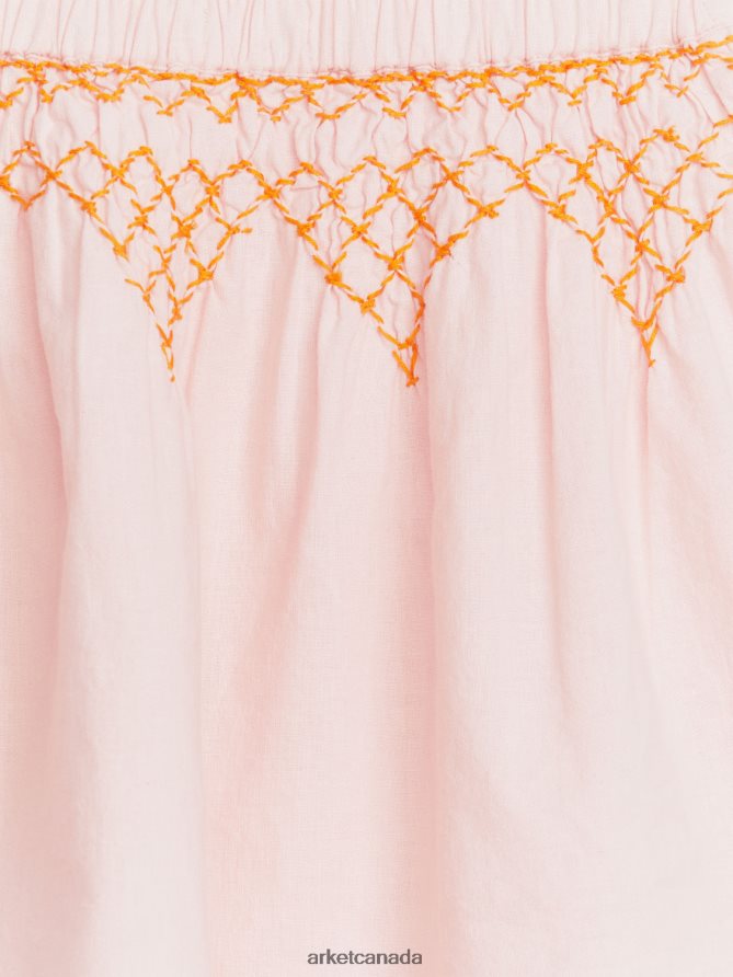ARKET Clothing 4L826J1385 Pink Embroidered Linen Skirt Kids