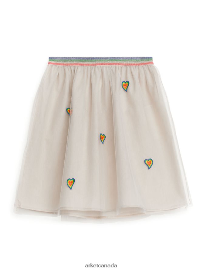ARKET Clothing 4L826J1391 Beige/Multi Embroidered Tulle Skirt Kids